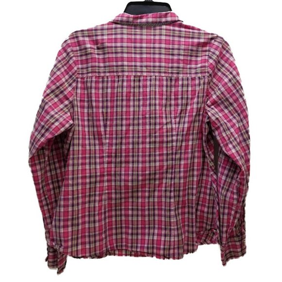 COOGI Pink Plaid Tartan Button Down Shirt Top XL - Picture 2 of 5